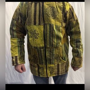 Patchwork Green and Yellow Men's Jacket